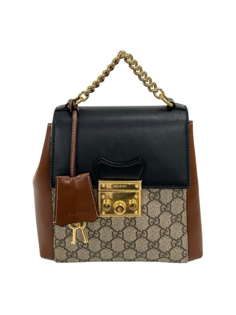 Gucci Backpack Padlock 2-Way GG Supreme Canvas Leather Multicolor Gold